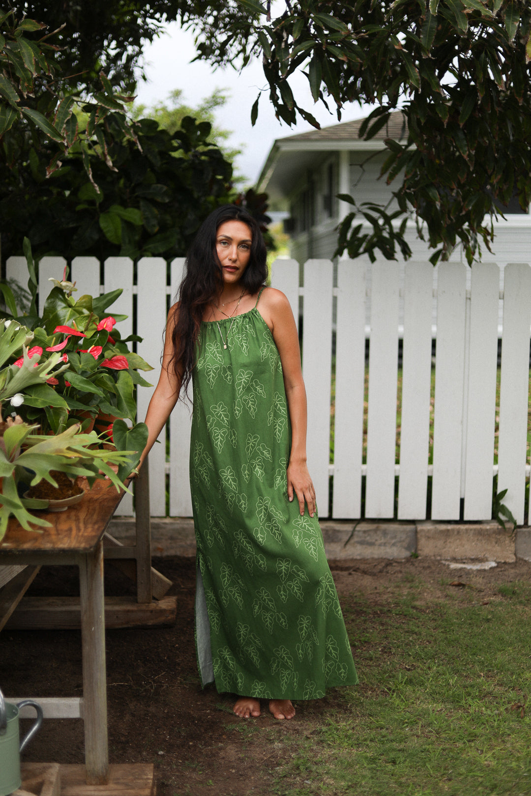 Corinne Dress in Kalo - Moss