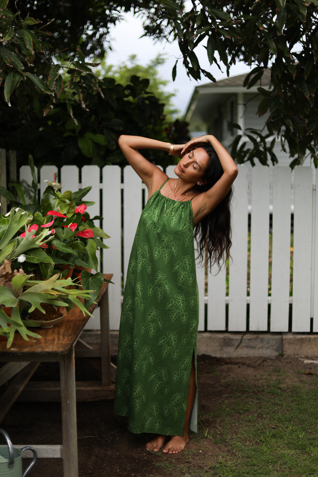 Corinne Dress in Kalo - Moss