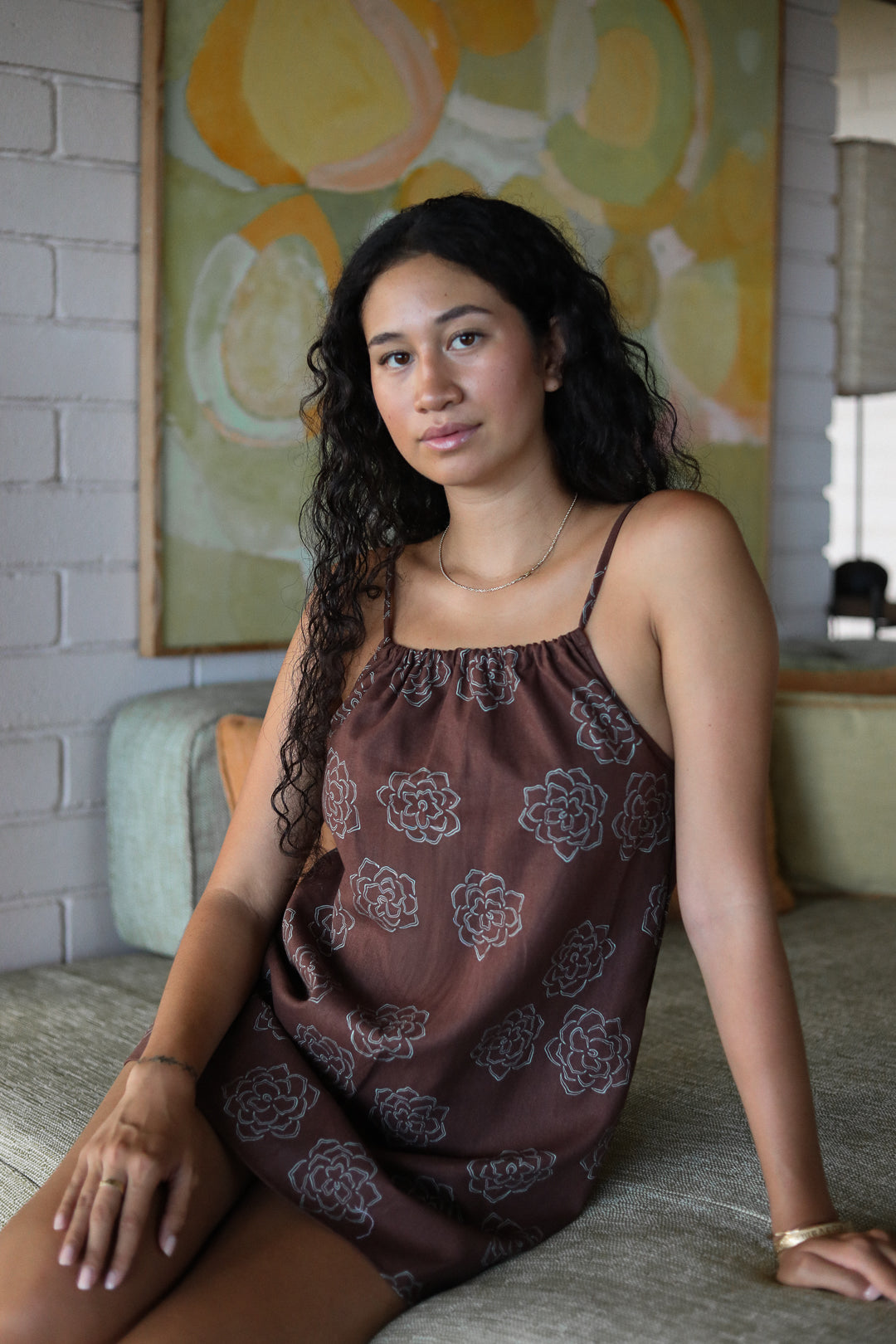 Anne Dress in Gardenia - Espresso