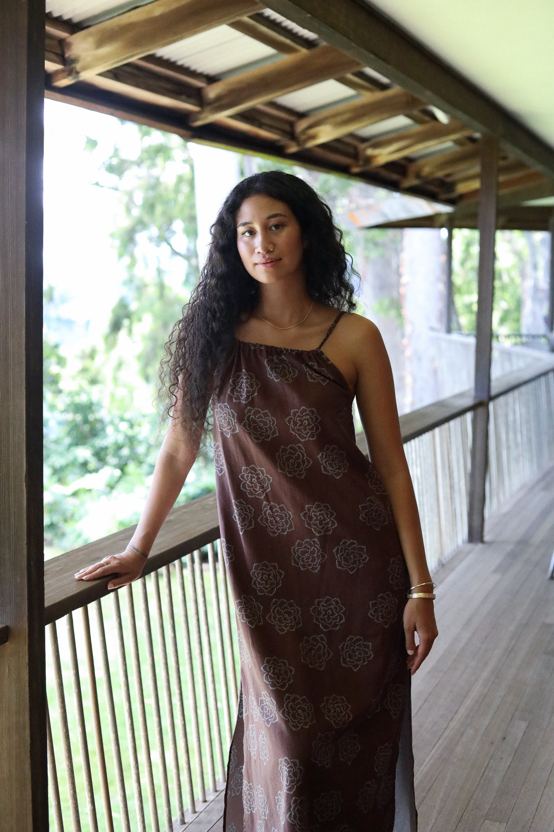 Corinne Dress in Gardenia - Espresso