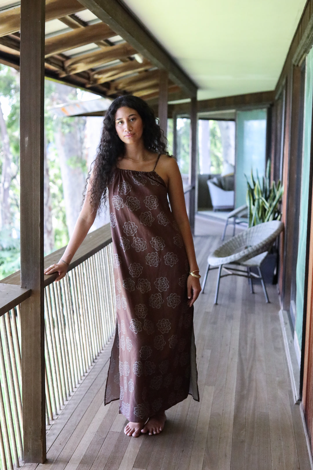 Corinne Dress in Gardenia - Espresso